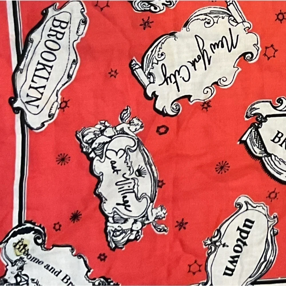 1937 French wool scarf New York Bronx Uptown red white souvenir